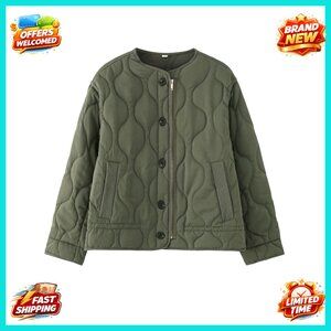 Oversized Quilted Puffer Jacket Lightweight Vintage Chic Cropped Coat Fall